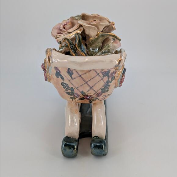 Blue Sky Heather Goldminc Rose Sleigh Candle Holder Centerpiece Floral Holiday - Picture 6 of 11